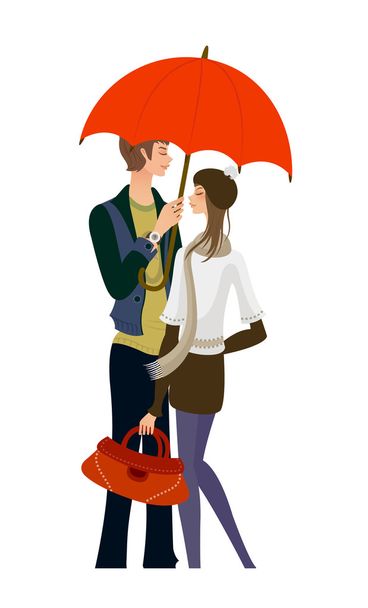 Coppia in piedi sotto un ombrello
 - Vettoriali, immagini