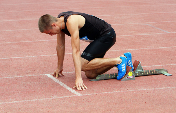 Athlete on the international athletic meet between UKRAINE, TURKEY and BELARUS on May 25, 2012 in Yalta, Ukraine. - Fotografie, Obrázek