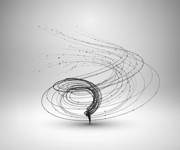 Tornado. Swirl with connected line and dots. - Vector, Image
