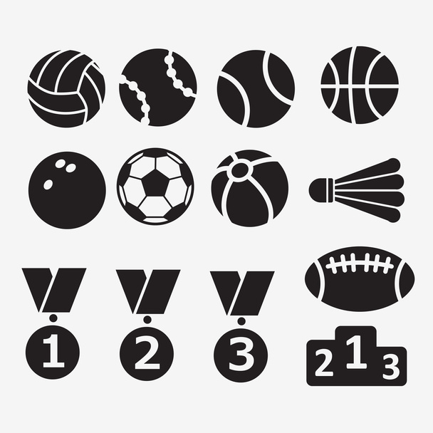 Symbolset für das Thema Sport, Ball, Medaille, Wettbewerb - Vektor, Bild