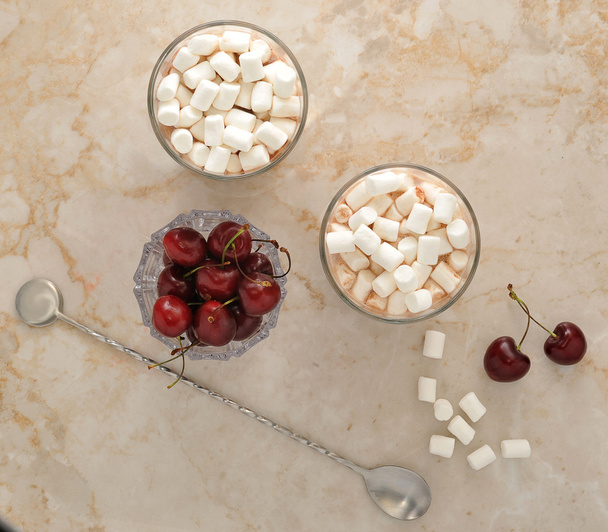 Cocoa with marshmallows and cherry - Zdjęcie, obraz
