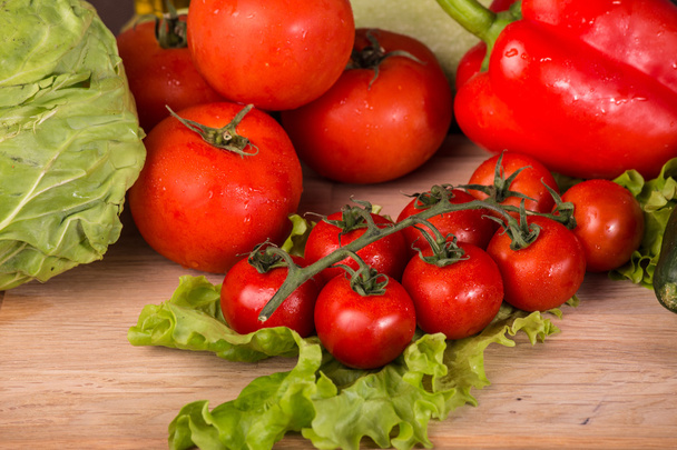 Tomatoes, cabbage, pepper and salad - Fotó, kép