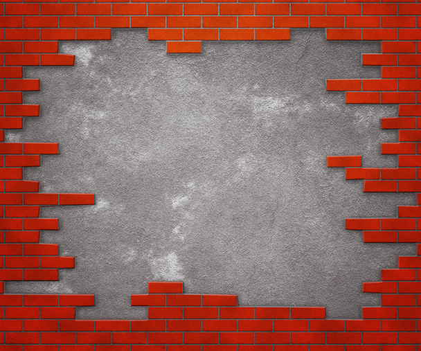 τρύπα στο τοίχο από τούβλα - Φωτογραφία, εικόνα