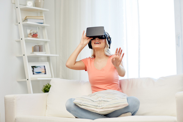 woman in virtual reality headset or 3d glasses - Zdjęcie, obraz