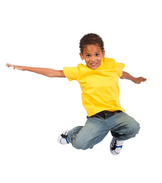African american boy jumping - Φωτογραφία, εικόνα