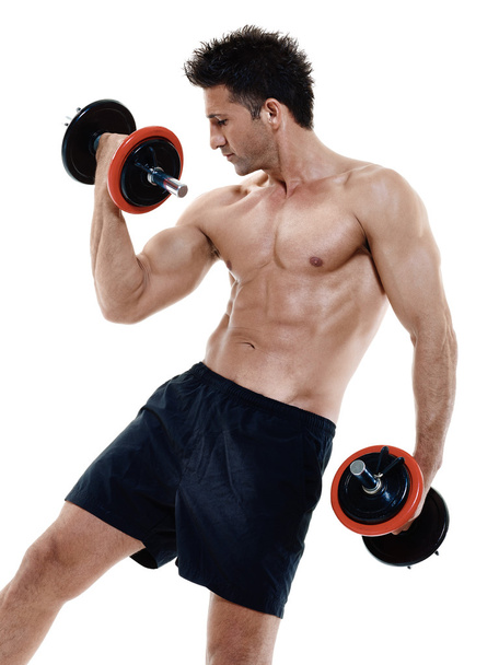 man weights exercises isolated - Foto, immagini