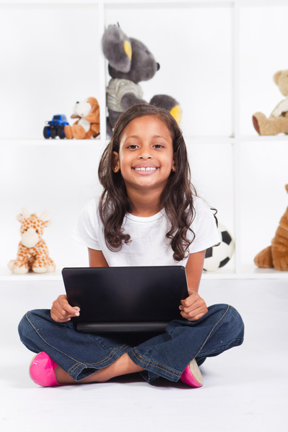 African american girl playing with laptop - Photo, Image