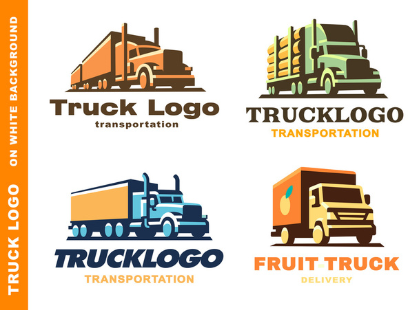 Logo set with truck and trailer - Vector, Image