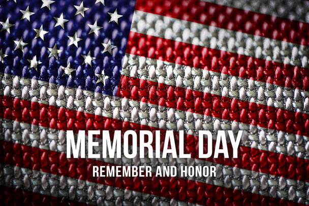 Memorial Day on American flag background - Photo, Image