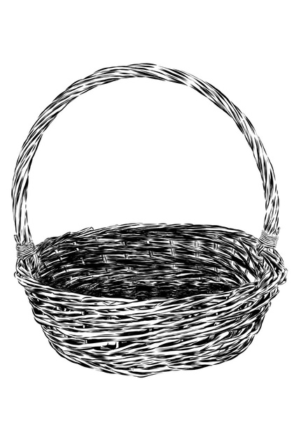 Cesta de picnic dibujada a mano aislada sobre fondo blanco. Ilustración de boceto de cesta de bambú vacía. Vector
 - Vector, Imagen