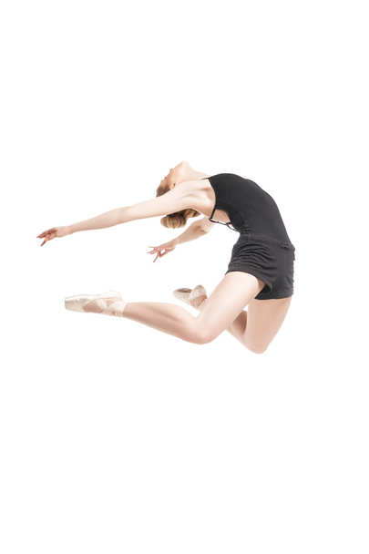 ballet dancer jumping in bend - 写真・画像