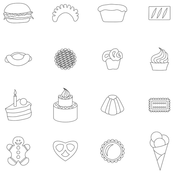 Bakery icons set, thin line style - Vektori, kuva