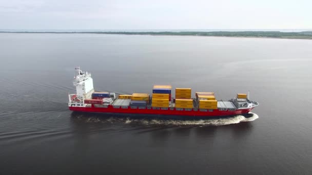 Aerial view of container ship in the sea - Footage, Video