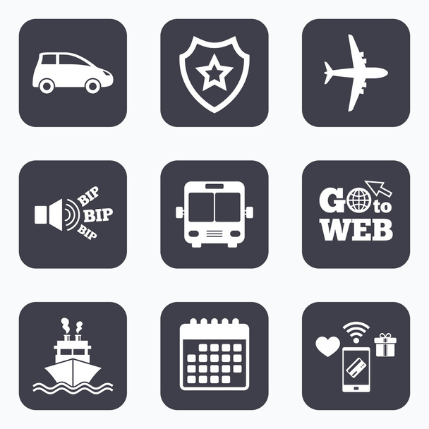 Transport icons. Car, Airplane, Bus  - Vektor, Bild