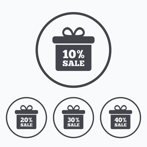 Sale gift box tag icons.   - Vector, imagen