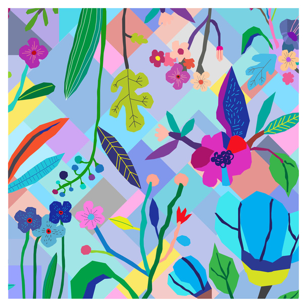 Creative floral background. Card with flowers. Vector. - Vektör, Görsel