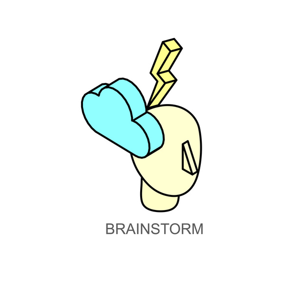 Kolekcja ikony izometryczny procesu ludzkiego mózgu - Wektor, obraz