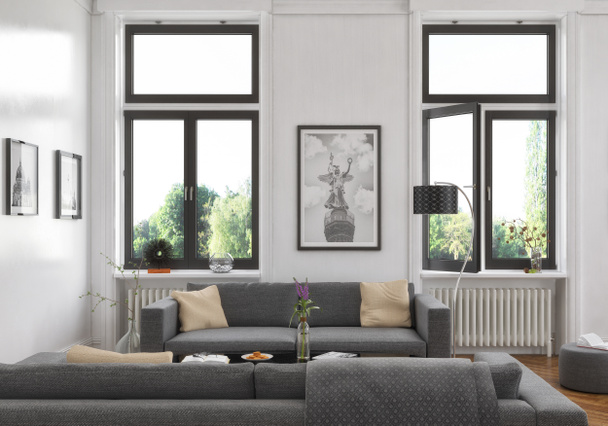 concetto di interni - soggiorno - 3D - Foto, immagini
