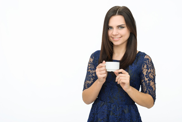 Glad woman with cup - Photo, Image
