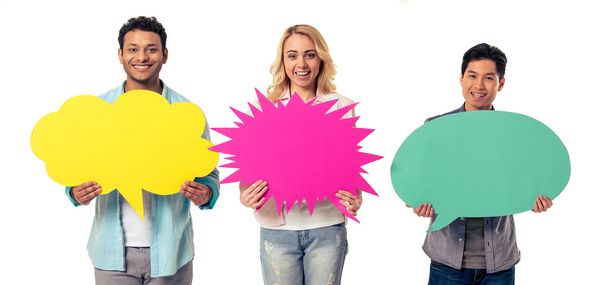 Young people with speech bubbles - Fotoğraf, Görsel