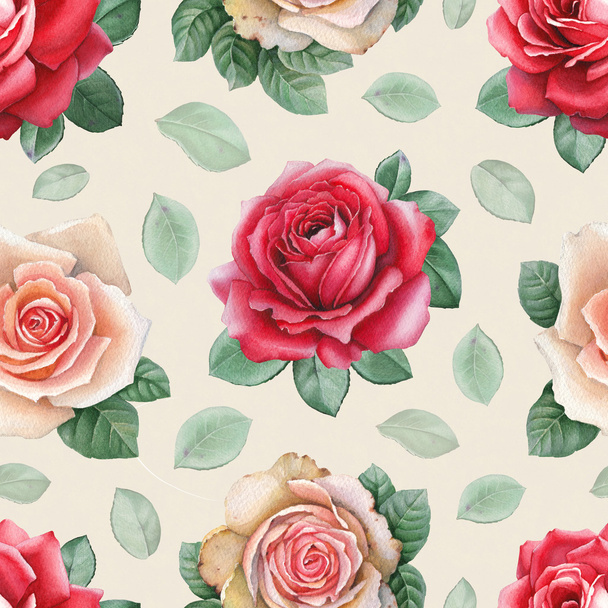 Rose flowers pattern - Fotoğraf, Görsel