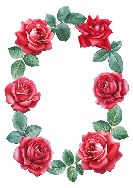 Rose flowers wreath card - Foto, Imagen