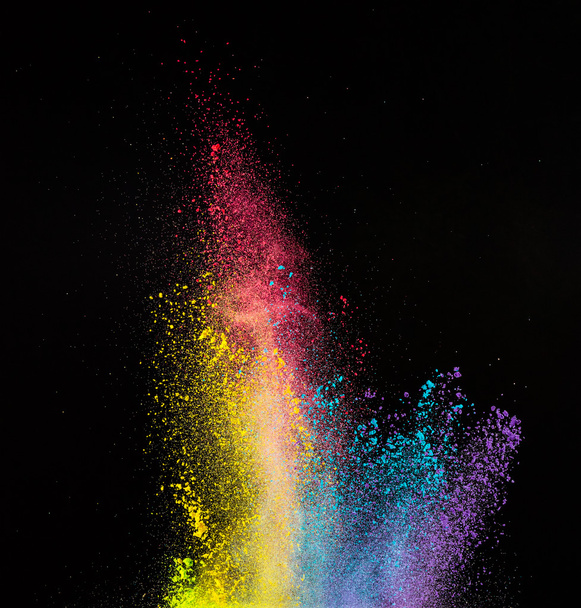 Freeze motion of colored dust explosion. - Zdjęcie, obraz