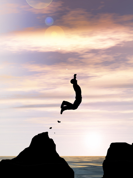 joven hombre de negocios silueta saltar
  - Foto, imagen