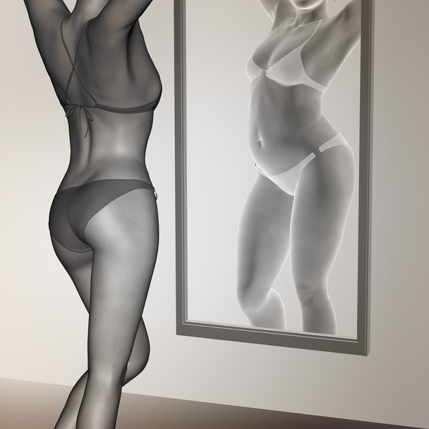 sobrepeso vs ajuste feminino
  - Foto, Imagem