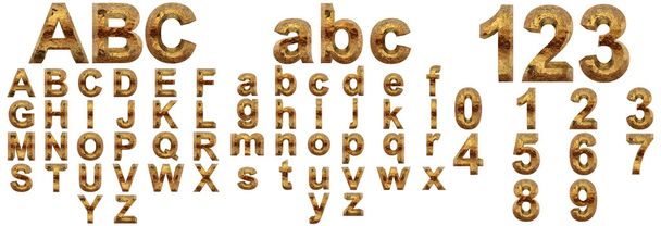 σύνολο χρυσό χρυσή μεταλλικά γραμματοσειράς - Φωτογραφία, εικόνα