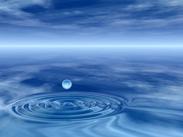 gota cayendo en el agua con ondas
 - Foto, Imagen