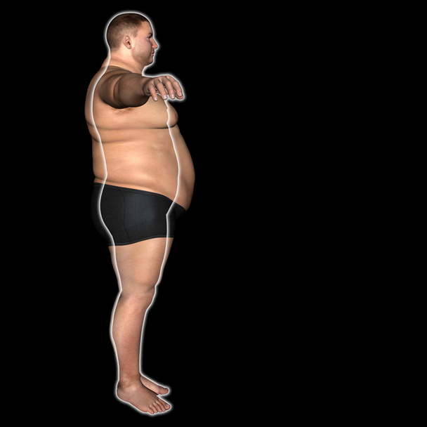 overgewicht vs slanke man  - Foto, afbeelding