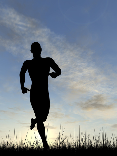 man black silhouette running  - Photo, Image