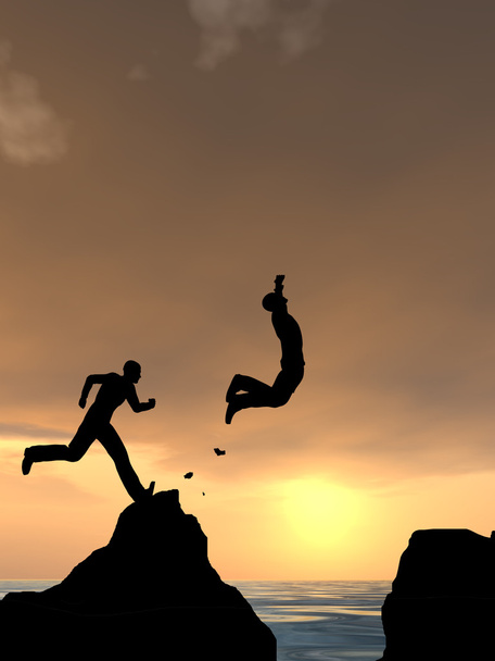  businessmen silhouettes jumping  - Photo, Image
