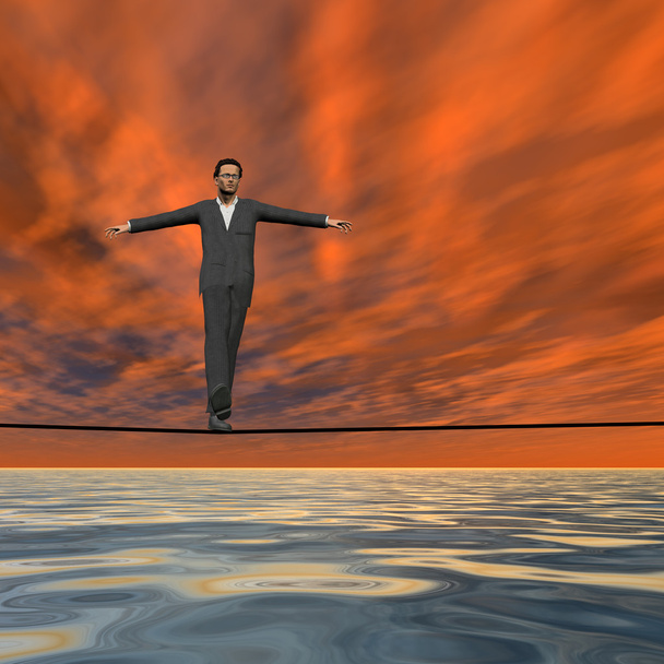  man in crisis walking in balance  - Photo, Image