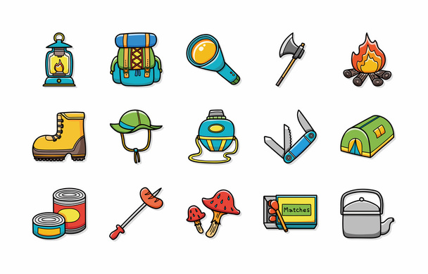 Camping and outdoor icons set,eps10 - Fotoğraf, Görsel