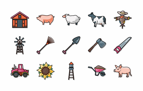Tarım ve tarım Icons set, eps10 - Vektör, Görsel