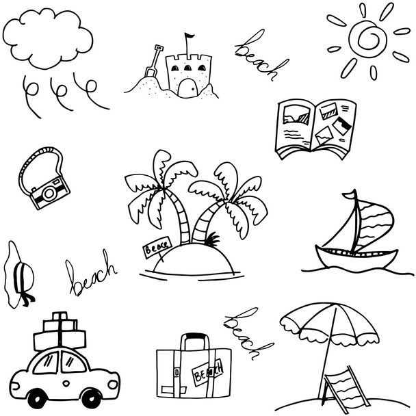 Travel holiday set doodle - Вектор,изображение