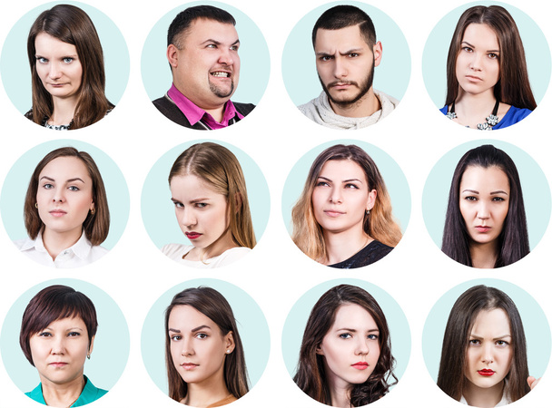 Collage van verschillende mensen met woede emoties - Foto, afbeelding