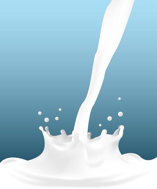 Плеск молока на голубом
 - Вектор,изображение