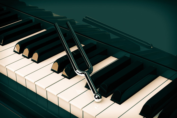 Tuning Fork au-dessus de Piano Keys. Rendu 3d
 - Photo, image