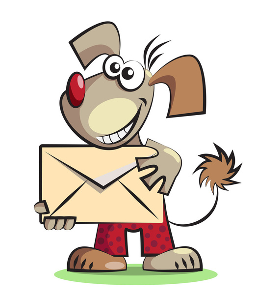 Cartoon dog with the mail envelope - Vector, Image