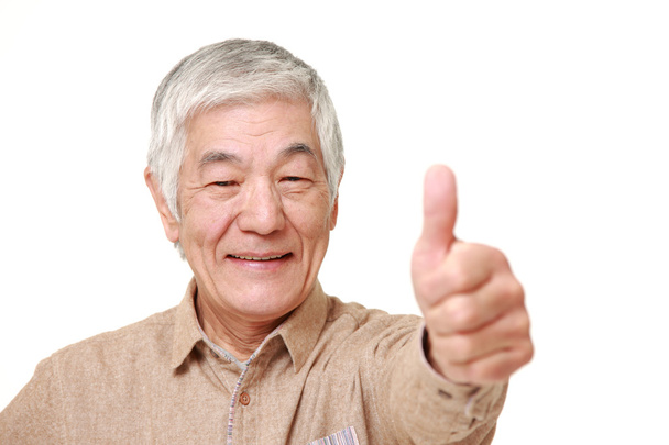 senior Japanese man with thumbs up gesture - Fotografie, Obrázek