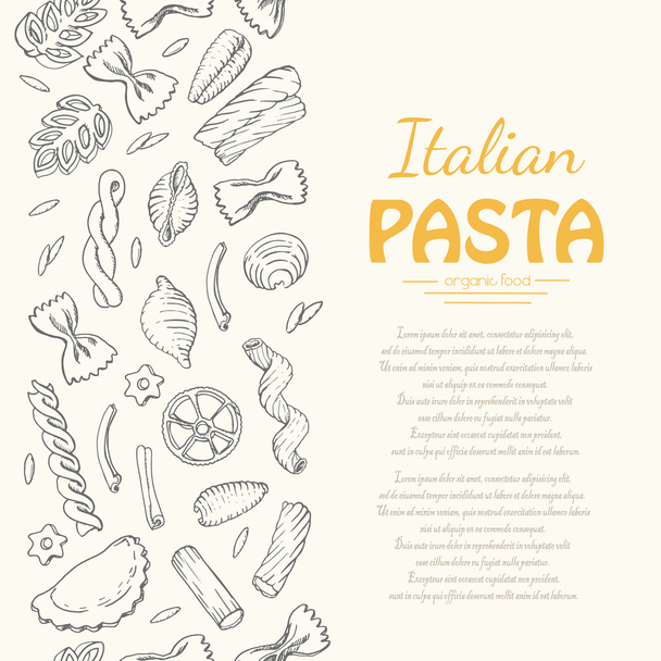 Vertical seamless pattern with Italian pasta - Vektor, Bild