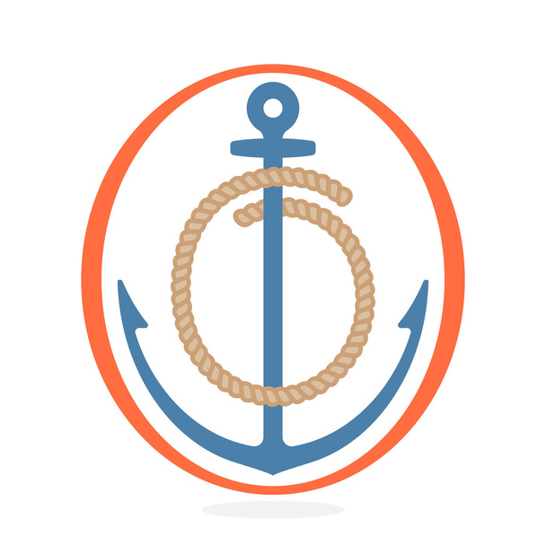 O letter logo formed by rope with an anchor.  - Vector, Image