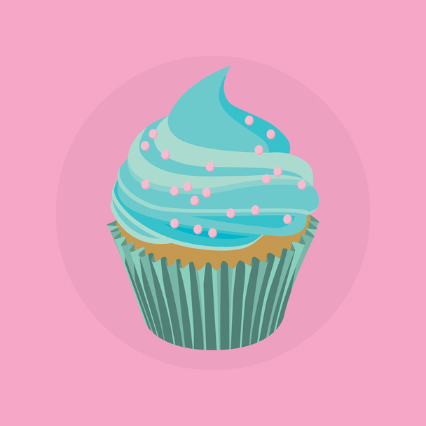 cupcake single isolated with blue color and pink background - Vettoriali, immagini