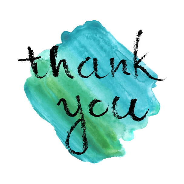 Thank you card, ink hand lettering. Abstract marker shape. - Vector, afbeelding