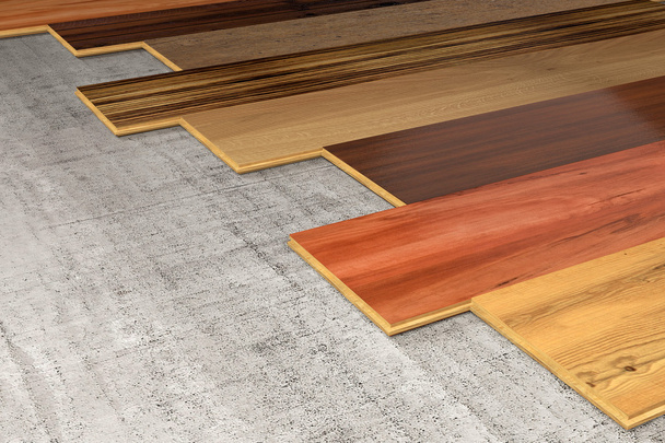 Various Hardwood planks 3D rendering - Foto, afbeelding