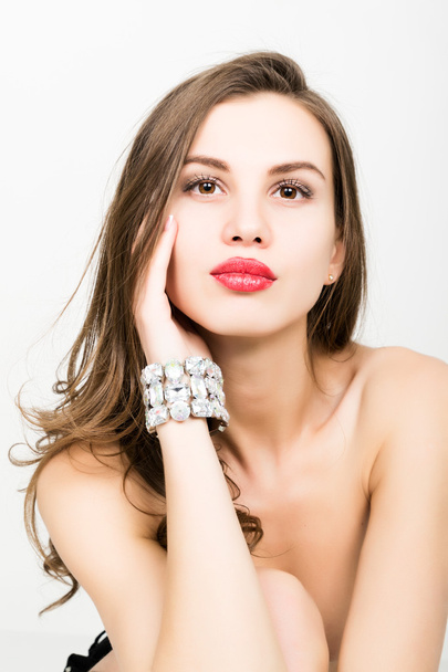 close-up of sexy elegant fashionable woman with jewelry bracelet - Foto, Imagen