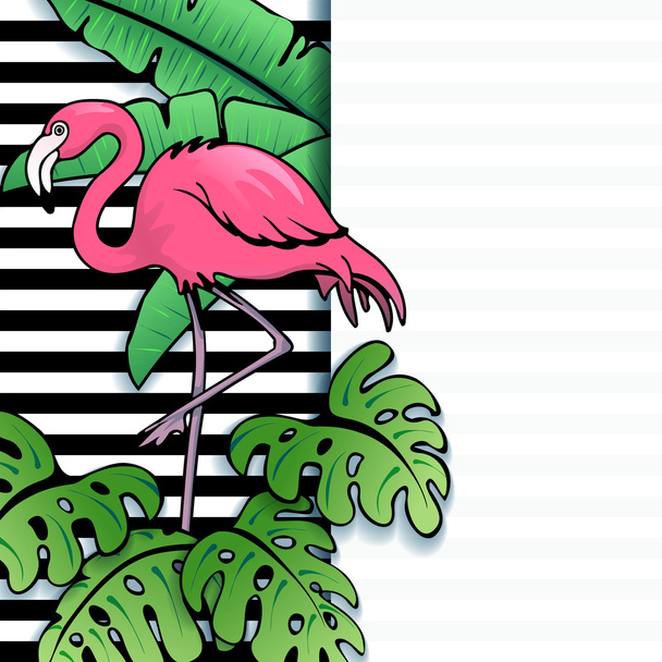 Bandeira tropical vibrante com flamingo
 - Vetor, Imagem
